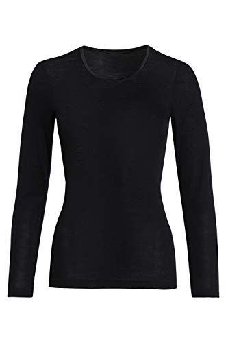 con-ta Langarm Shirt, klassisches Oberteil für Damen, Damenkleidung aus Wolle und Modal, weiches Basic, in Schwarz, Größe: 42 von con-ta