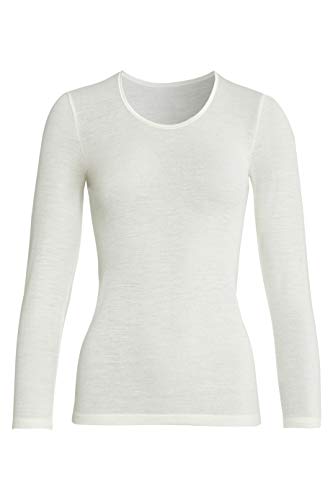 con-ta Langarm Shirt, klassisches Oberteil für Damen, Damenkleidung aus Wolle und Modal, weiches Basic, in Wollweiß, Größe: 50 von con-ta