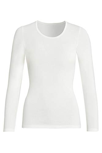 con-ta Langarm Shirt, klassisches Oberteil für Damen, aus weichem Angora und Baumwolle, dezentes Basic, in Wollweiß, Größe: 40 von con-ta