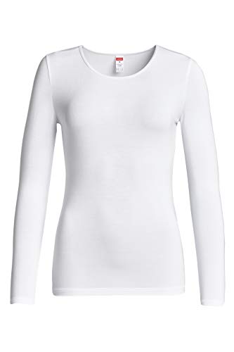 con-ta Langarm Shirt Modal, bequemes Basic Shirt für Damen, figurbetont, aus weichem Single-Jersey, Damenbekleidung, in Weiß, Größe: 36 von con-ta