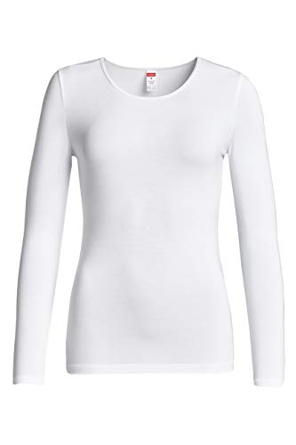 con-ta Langarm Shirt Modal, bequemes Basic Shirt für Damen, figurbetont, aus weichem Single-Jersey, Damenbekleidung, in Weiß, Größe: 38 von con-ta