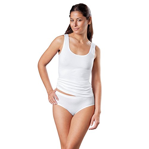 con-ta Slip Maxi, Bequeme Unterwäsche aus weicher Baumwolle, für Damen, Klassische Unterhose in schlichtem Design, legere Unterbekleidung in Weiß, Größe: 42/L von con-ta