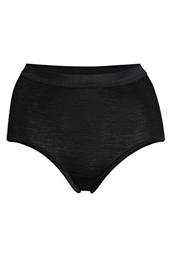 con-ta Taillenslip, weiche Damenunterwäsche, warme Unterwäsche aus Wolle und Seide, bequemer Slip, in Schwarz, Größe: 40 von con-ta