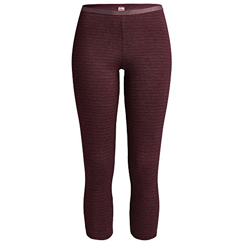 con-ta Thermo 3/4 Lange Hose, Leggings mit natürlicher Baumwolle, Bequeme Thermo-Unterwäsche, Damenbekleidung, Bordeaux Geringelt, Größe: S von con-ta