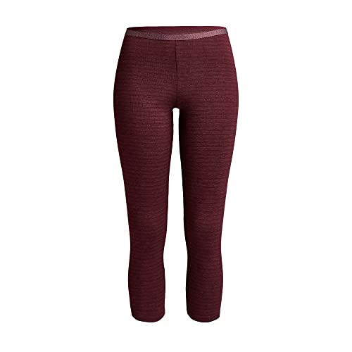 con-ta Thermo 3/4 Lange Hose, Leggings mit natürlicher Baumwolle, Bequeme Thermo-Unterwäsche, Damenbekleidung, Bordeaux Geringelt, Größe: M von con-ta