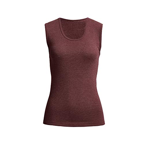 con-ta Thermo Achselhemd, Trägertop mit natürlicher Baumwolle, wärmende Unterwäsche für Damen, Rundhalsausschnitt, Damenbekleidung, Burgund Melange, Größe: 50 von con-ta