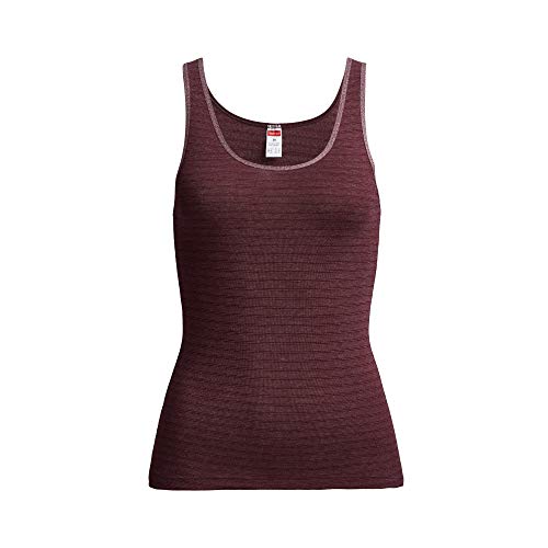 con-ta Thermo Achselhemd, wärmeisolierendes Trägertop aus natürlicher Baumwolle, bequemes Basic-Shirt, Damenbekleidung, Bordeaux Geringelt, Größe: S von con-ta