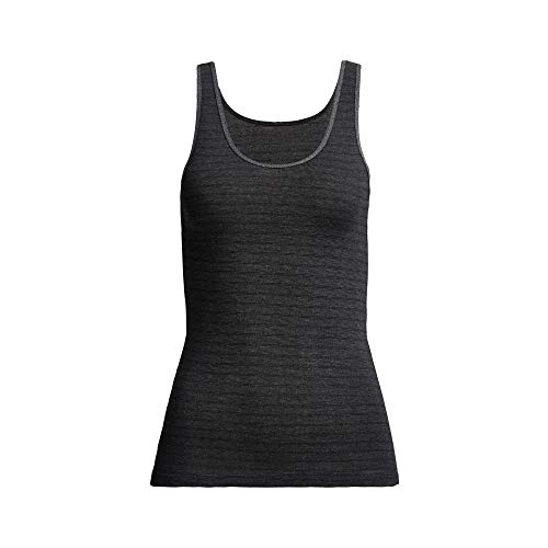 con-ta Thermo Achselhemd, wärmeisolierendes Trägertop aus natürlicher Baumwolle, bequemes Basic-Shirt, Damenbekleidung, schwarz Geringelt, Größe: XS von con-ta