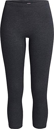 con-ta Thermo Hose in 3/4-Länge für Damen aus natürlicher Baumwolle und formgebenden Polyester, wärmeisolierende Funktionsunterwäsche, schwarz Melange, Größe: 38 von con-ta