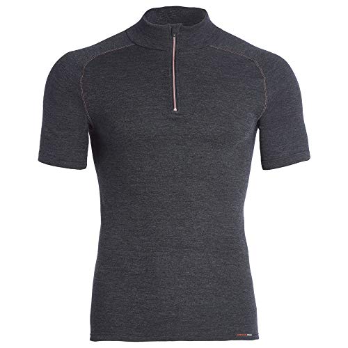 con-ta Thermo Kurzarm Shirt mit Zipper für Herren, wärmendes T-Shirt aus natürlicher Baumwolle, bequemes Basic, Herrenbekleidung, Größe: M - 4XL von con-ta