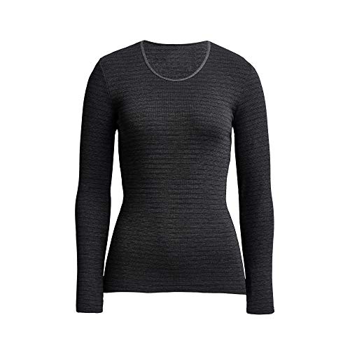 Conta Thermo Langarm Shirt, wärmendes Thermoshirt aus natürlicher Baumwolle, bequemes Basic-Oberteil, Damenbekleidung, Schwarz Geringelt, Größe: 36/XS von con-ta