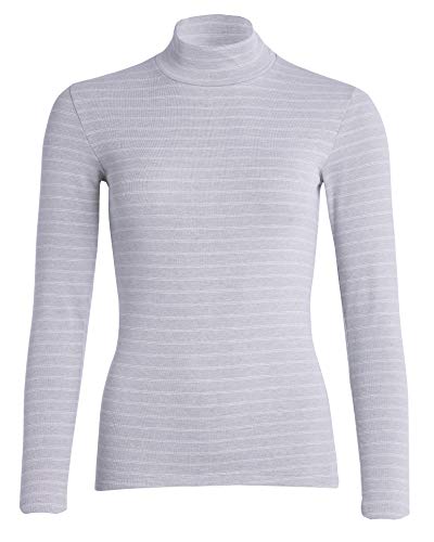 Conta Thermo Langarm Shirt mit Stehkragen, geringeltes Damenshirt mit natürlicher Baumwolle, wärmeisolierende Unterwäsche, Damenbekleidung, in Farbe Sterling Geringelt, Größen: 36/XS - 50/4XL von con-ta