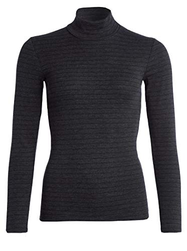 Conta Thermo Langarm Shirt mit Stehkragen, geringeltes Damenshirt mit natürlicher Baumwolle, wärmeisolierende Unterwäsche, Damenbekleidung, in Farbe Schwarz Geringelt, Größen: 36/XS - 50/4XL von con-ta