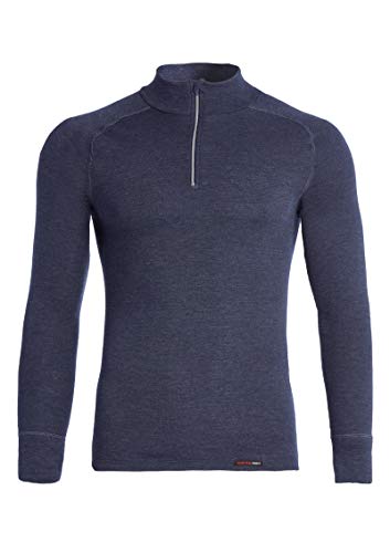 Conta Thermo Langarm Shirt mit Zipper für Herren, wärmendes Longsleeve aus natürlicher Baumwolle, bequemes Basic, Herrenbekleidung, Marine Melange, Größe: 5/M von con-ta