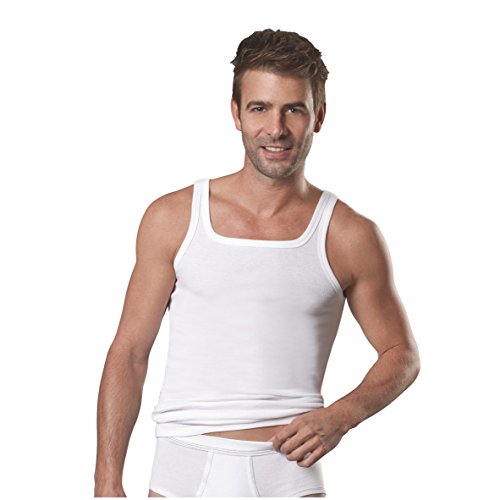 con-ta Unterhemd 5er Spar-Pack, Unterwäsche für Herren, Achselhemd in Feinripp, klassisch bequemes Oberteil, aus 100% Baumwolle, in Weiß, Größe: 14/8XL von con-ta