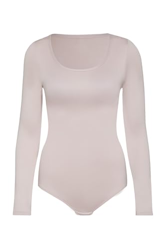 conta langarm Body Modal, bequemer Einteiler für Damen, mit Druckknöpfen & langem Arm, aus weichem Modal, Damenunterwäsche, in Farbe Perlmutt | Gr.: 36/XS - 48/3XL von con-ta