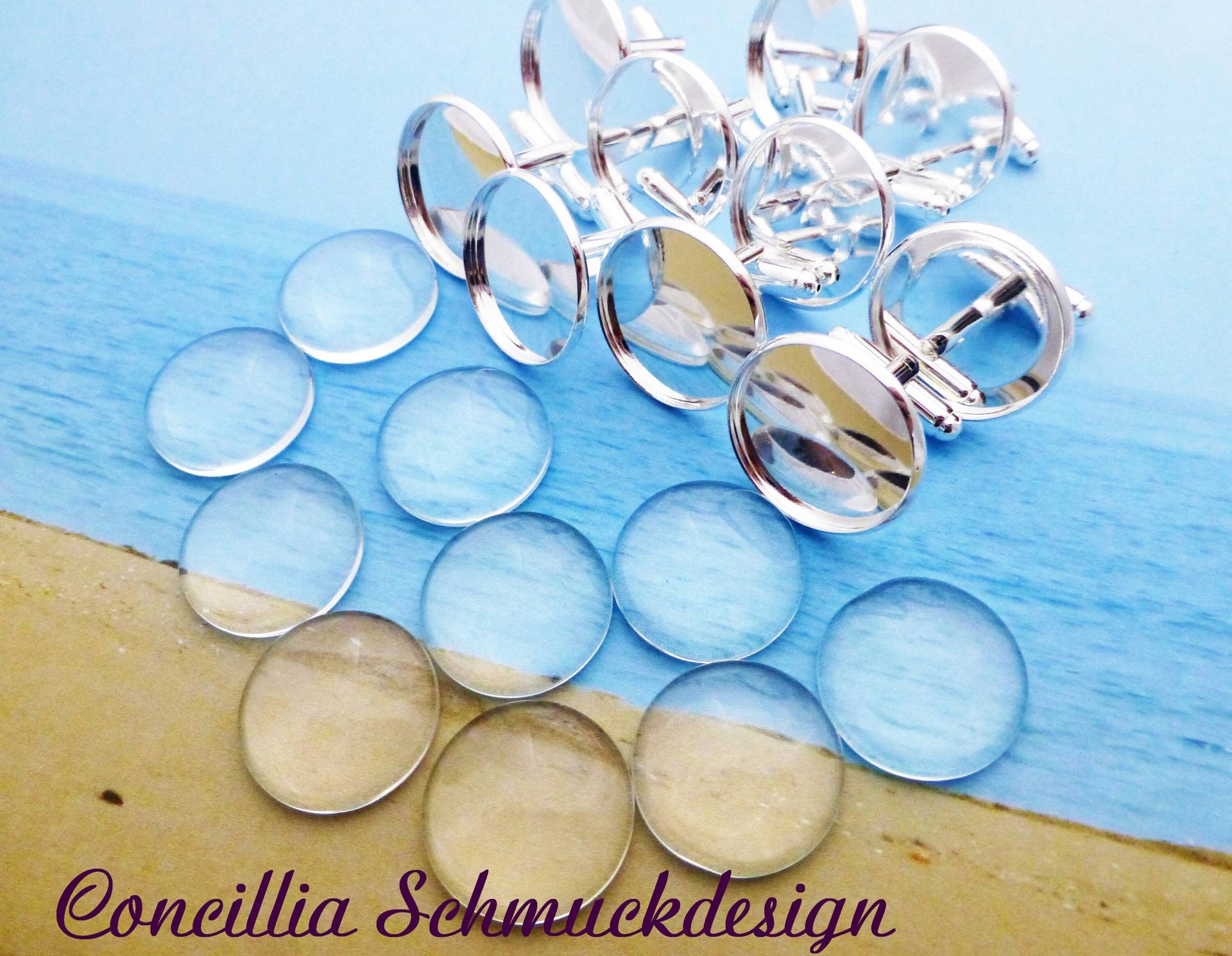 5 Paar Manschetten Rohlinge Mit Glascabochons von concilliadesign