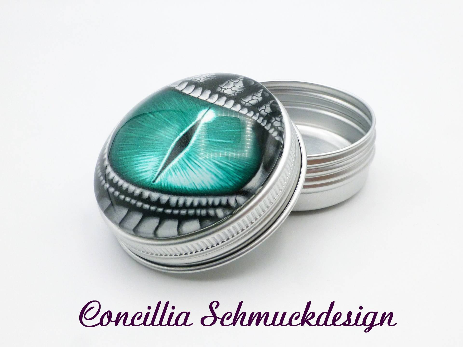 Alu Dose Drachenauge Grün Silber Schwarz von concilliadesign