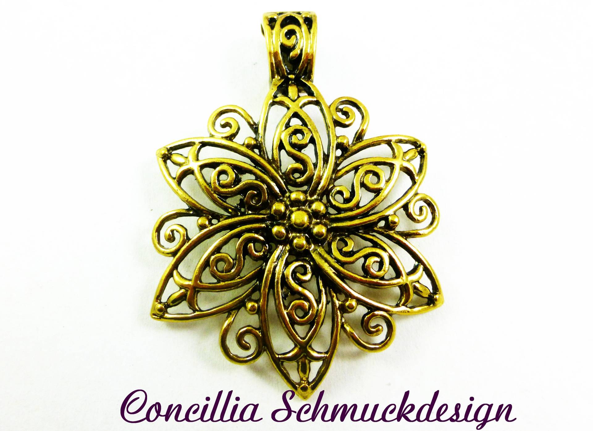 Anhänger Blume Bronze Gold Groß von concilliadesign