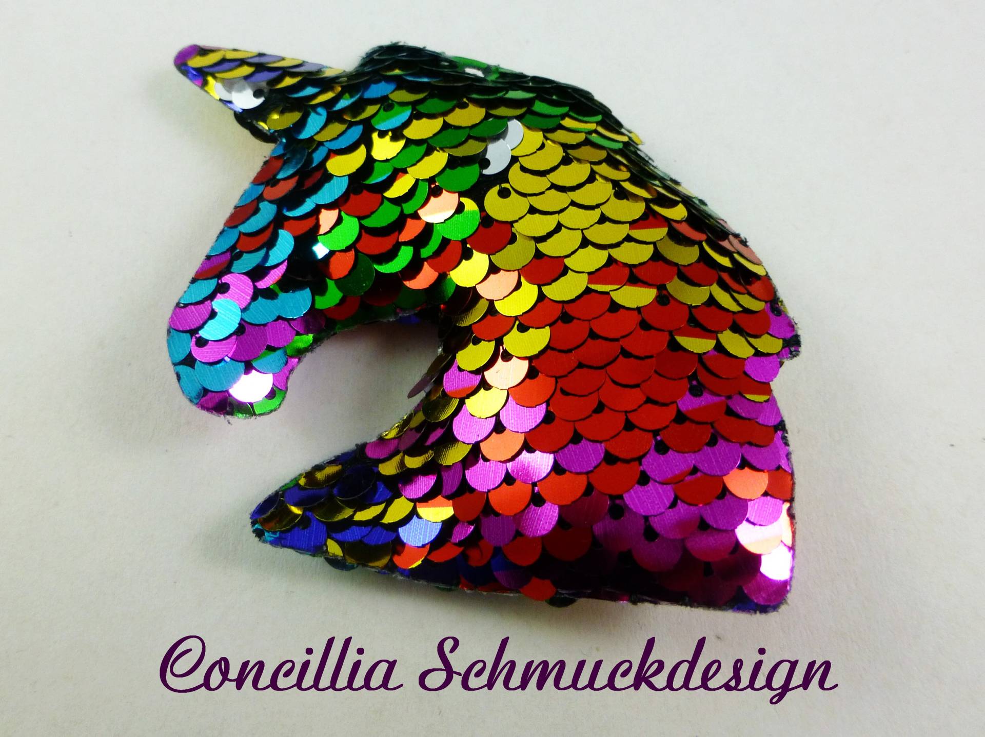 Anhänger Einhorn Pailetten Bunt von concilliadesign