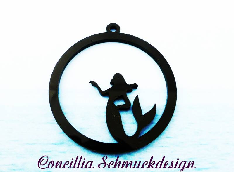 Anhänger Meerjungfrau Schwarz Kunststoff von concilliadesign
