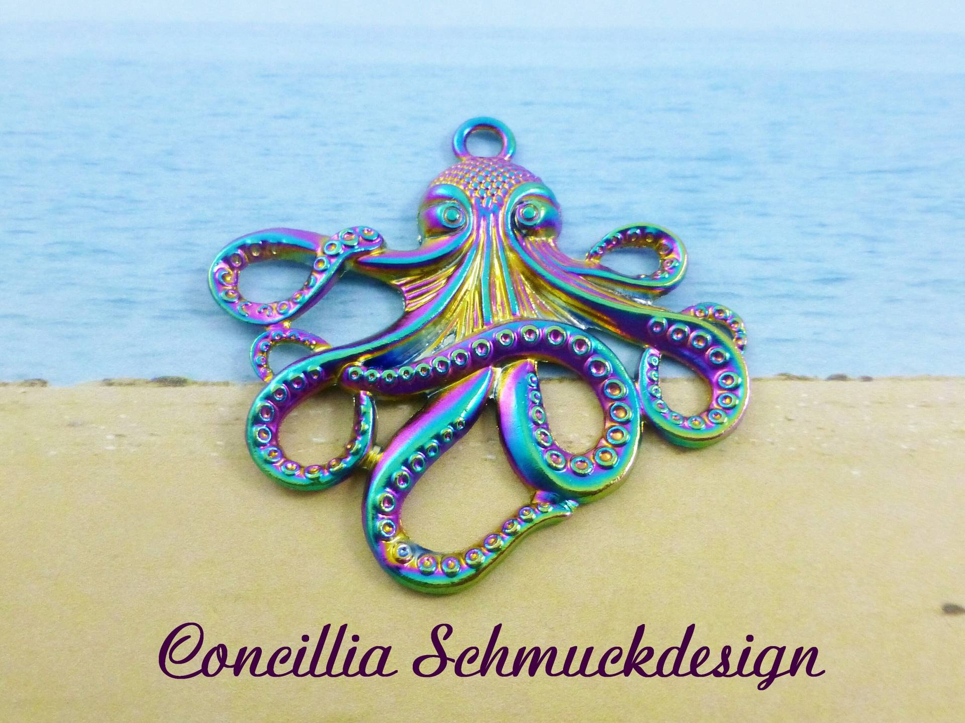 Anhänger Octopus Lila Bunt Regenbogenfarben von concilliadesign