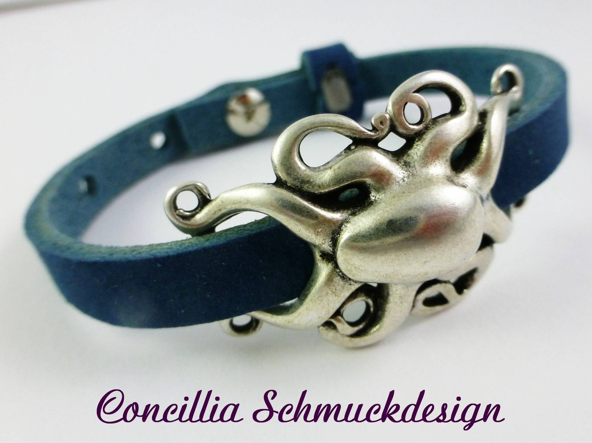 Armband Echtleder Blau Octopus von concilliadesign