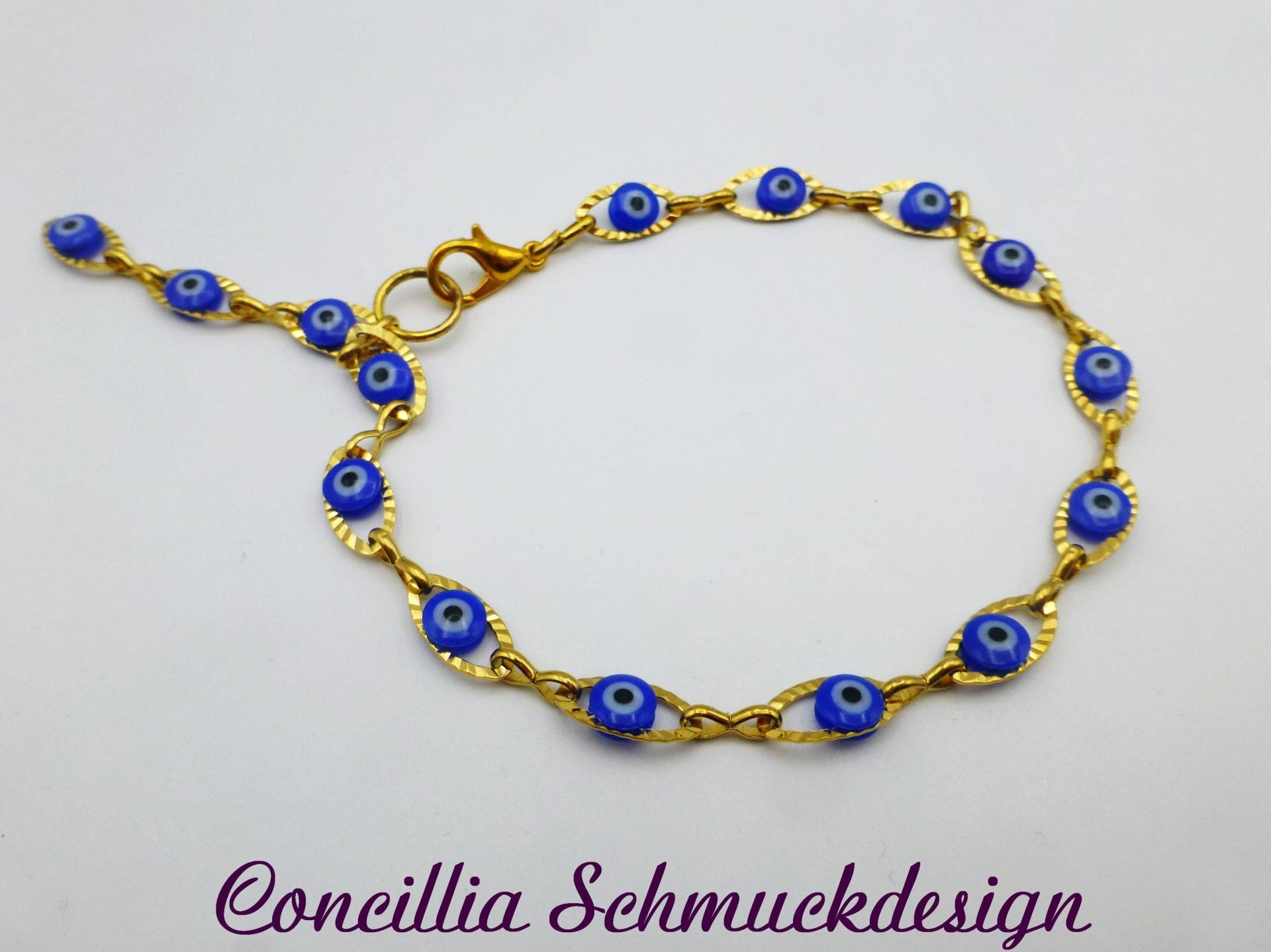 Armband Goldfarben Edelstahl Blau Glücksauge Armband Goldfarben Edelstahl Blau Glücksauge von concilliadesign