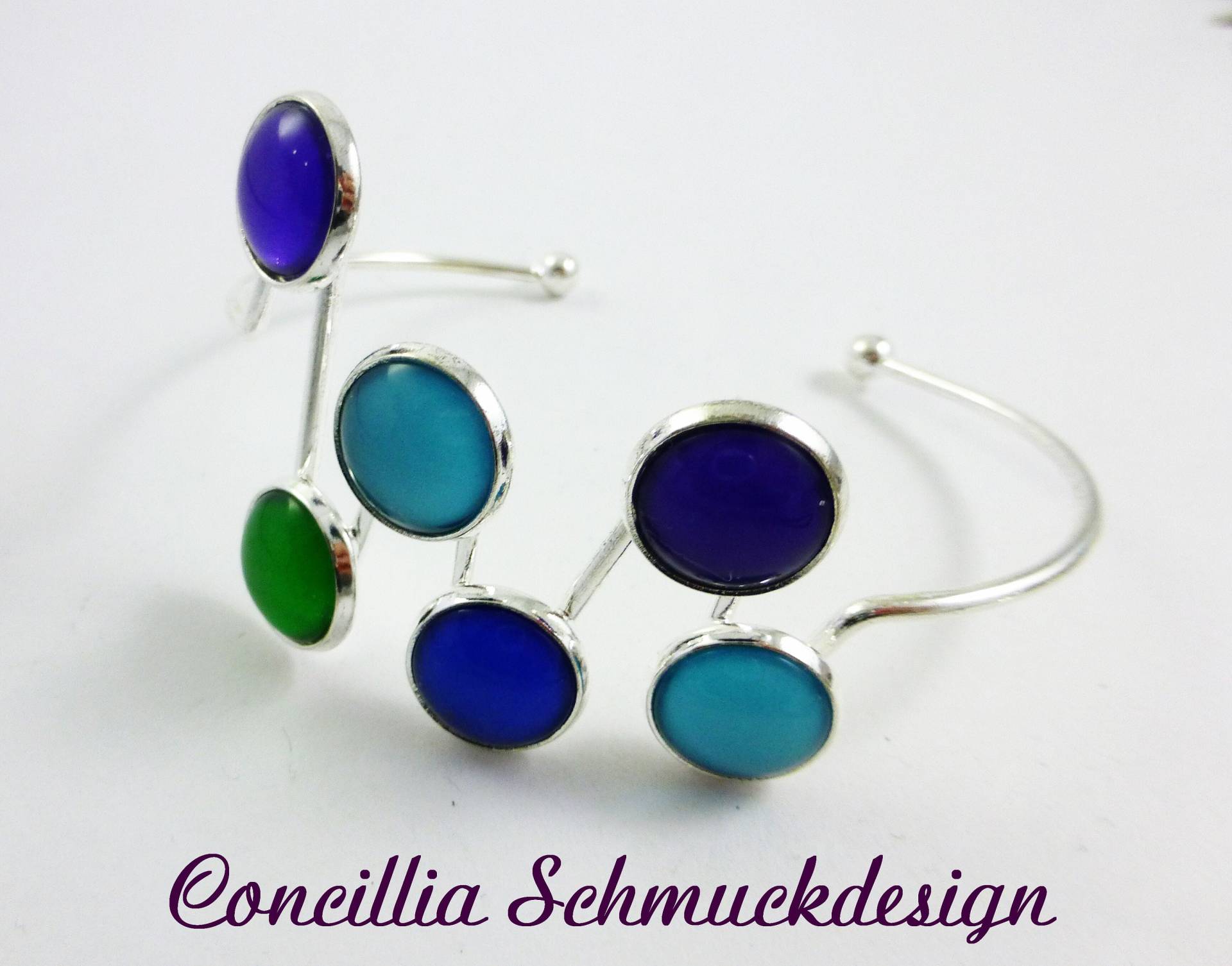 Armreif Offen Blau Türkis Grün Lila von concilliadesign