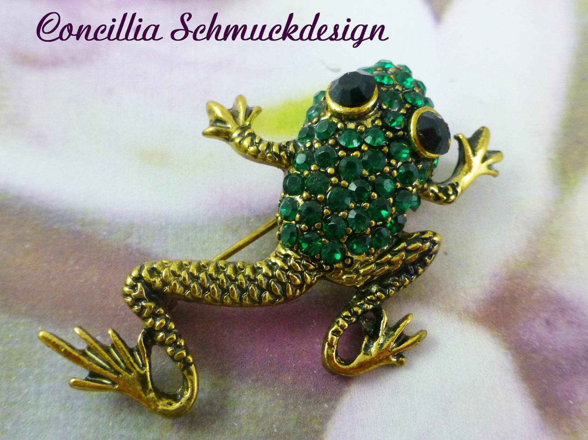 Brosche Frosch Glitzer Bronze Grün von concilliadesign