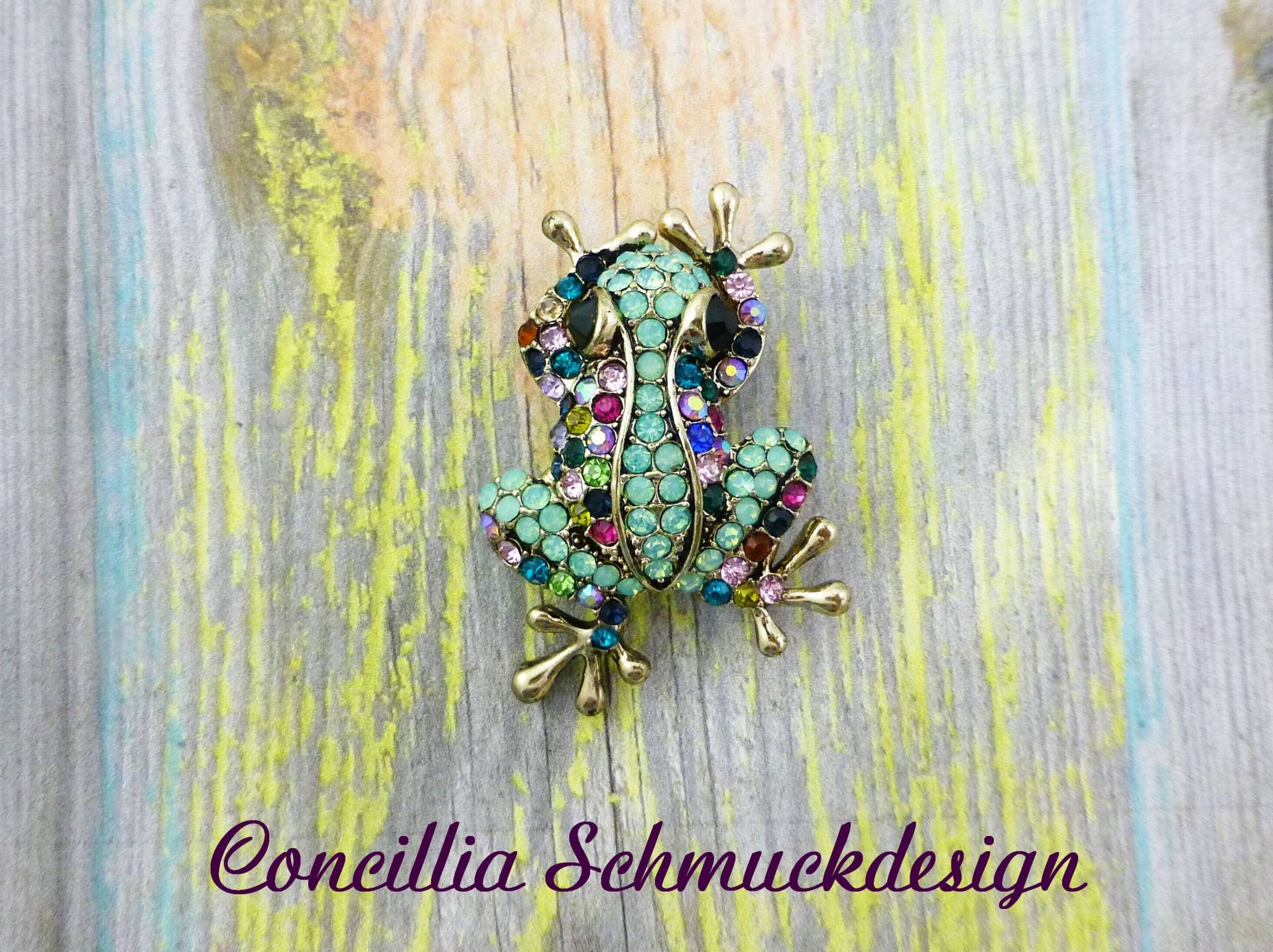 Brosche Frosch Glitzer Mint Bunt Brosche Frosch Glitzer Mint Bunt von concilliadesign