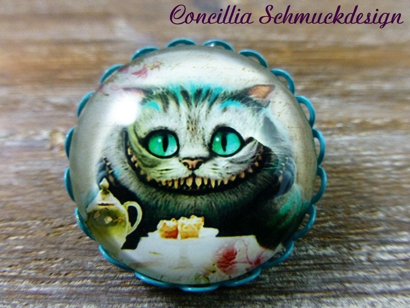 Brosche Katze Grau Türkis Brosche Katze Grau Türkis von concilliadesign