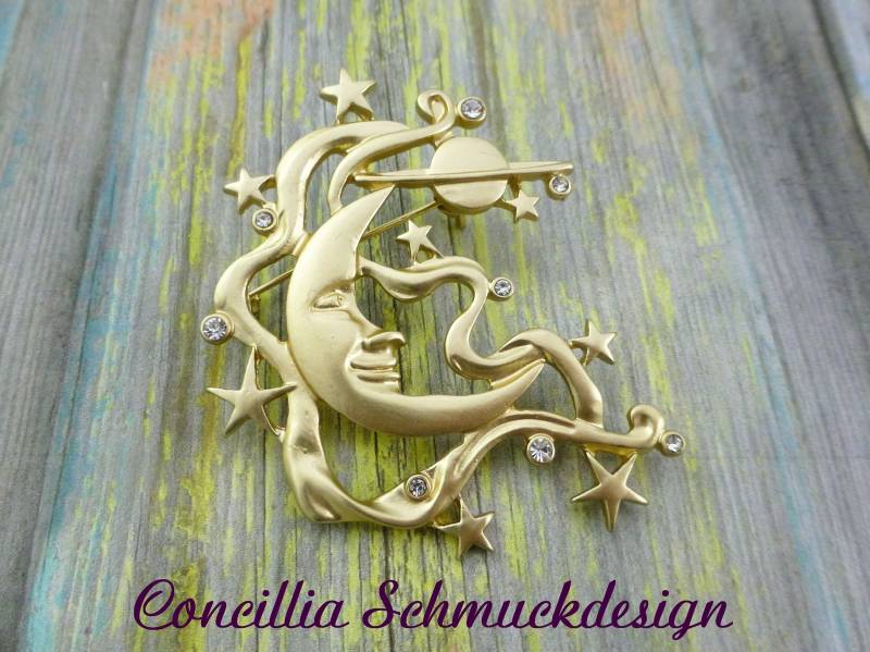 Brosche Mond Gold Glitzernd von concilliadesign