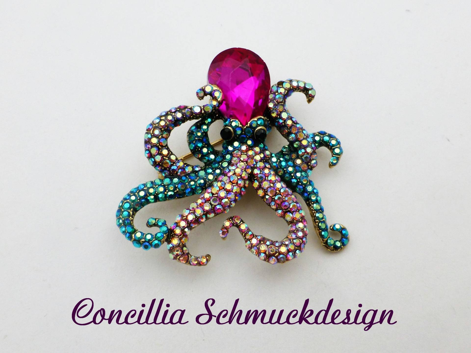 Brosche Und Anhänger Octopus Pink Türkis von concilliadesign