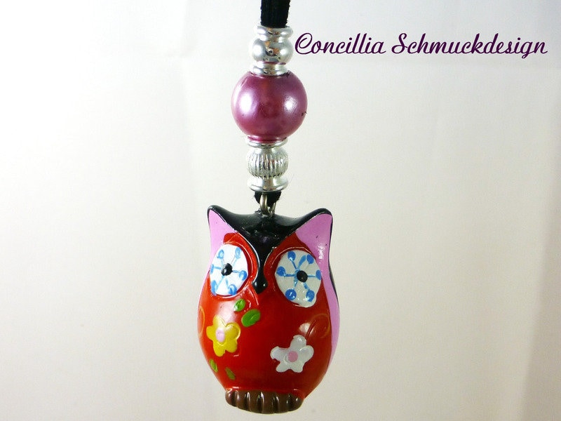 Eulenkette Rot Pink von concilliadesign