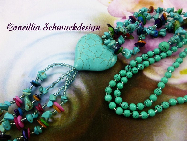 Hippiekette Herz Türkis von concilliadesign