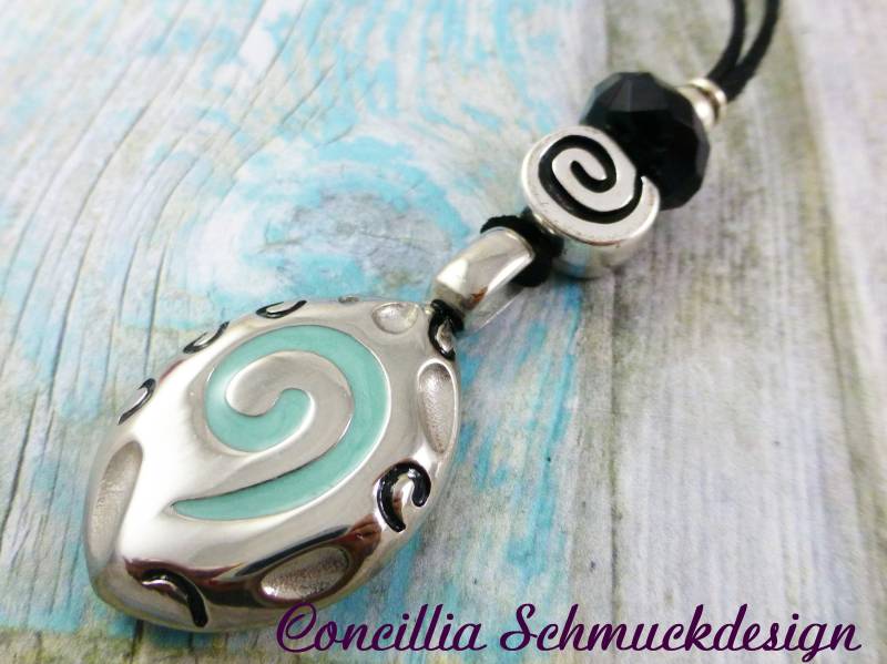 Kette Edelstahl Anhänger Silber Türkis von concilliadesign