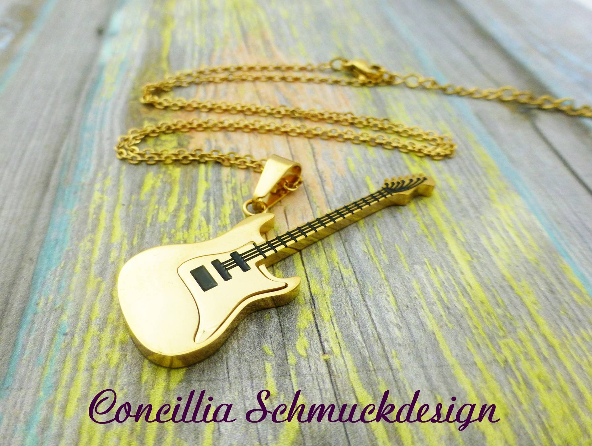 Kette Edelstahl E Gitarre Goldfarben von concilliadesign