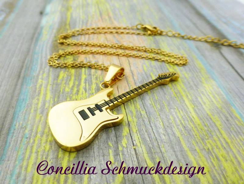 Kette Edelstahl E Gitarre Goldfarben von concilliadesign