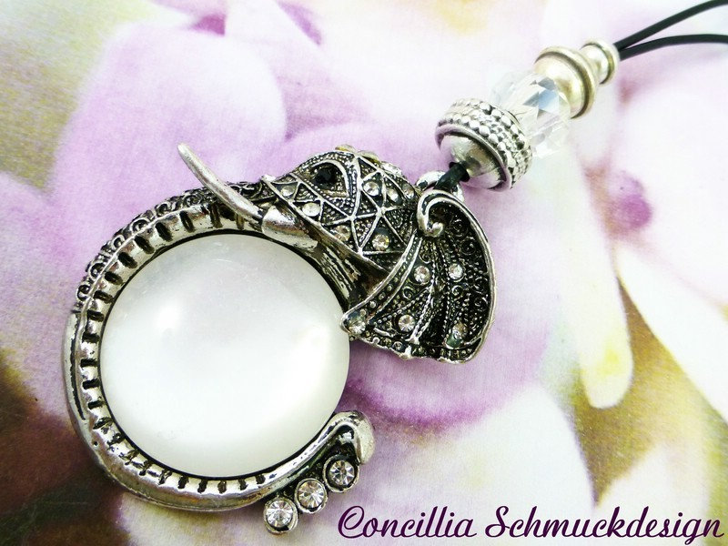 Kette Elefant Schwarz Silber Lederband von concilliadesign