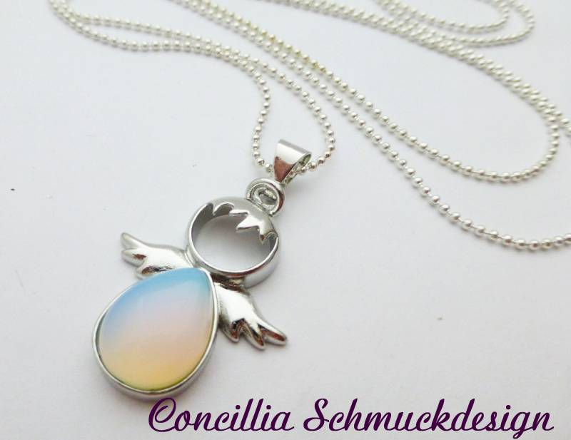 Kette Engel Glasopalit An Versilberter Kugelkette von concilliadesign