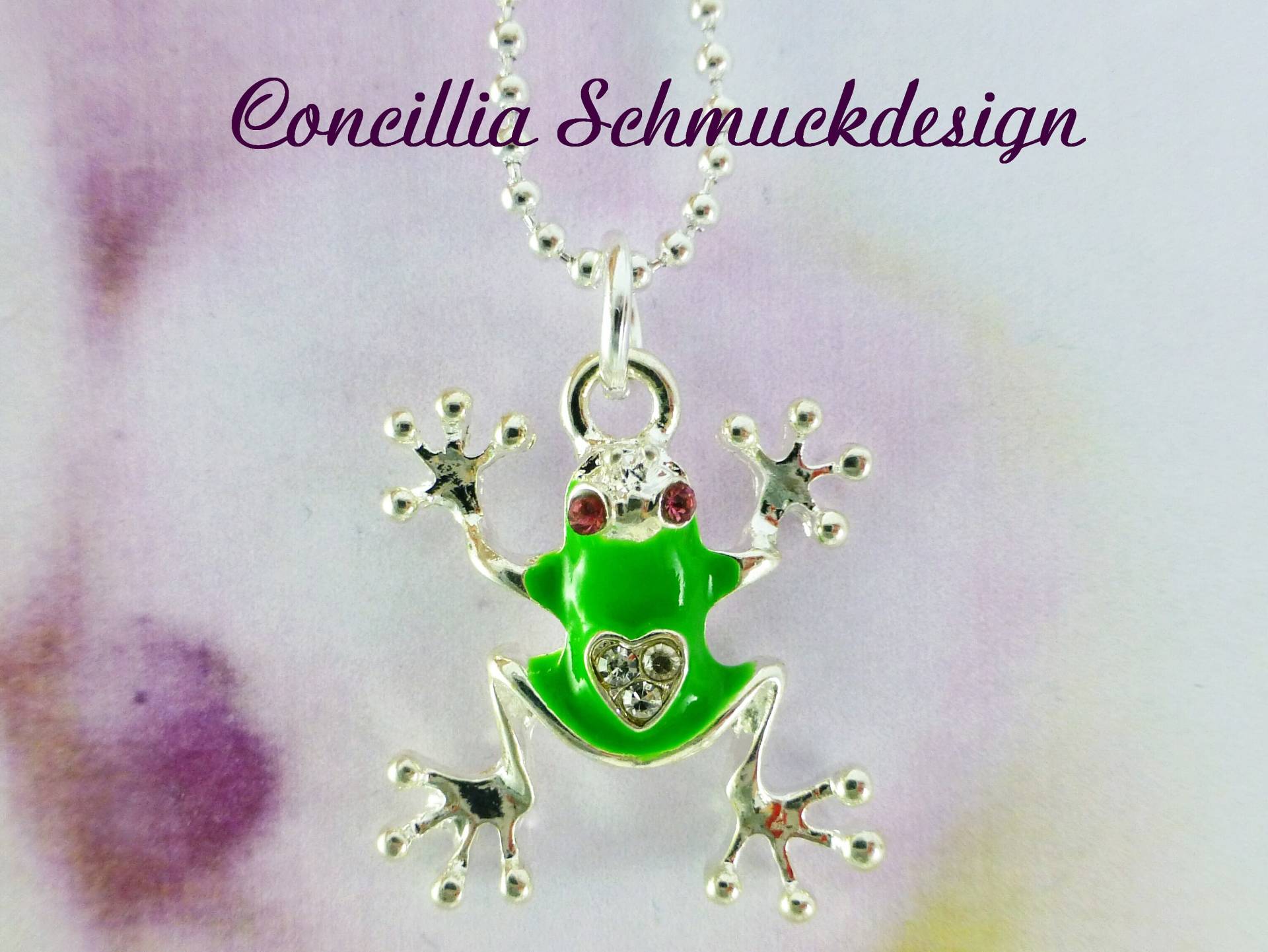 Kette Frosch Grün Versilbert Glitzer von concilliadesign