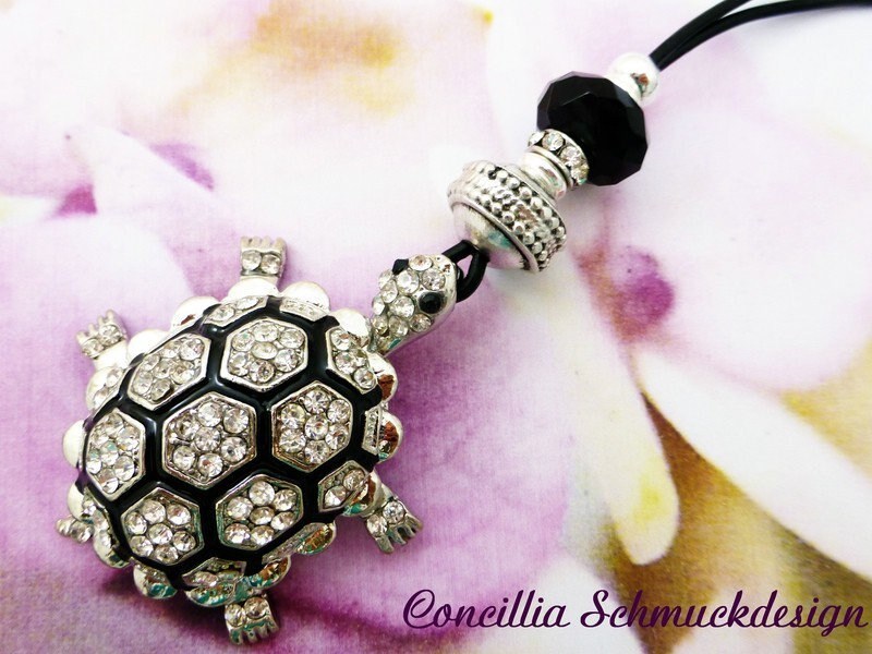 Kette Glitzer Schildkröte Schwarz Silber von concilliadesign