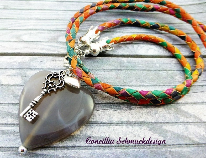Kette Herz Leder Bunt von concilliadesign