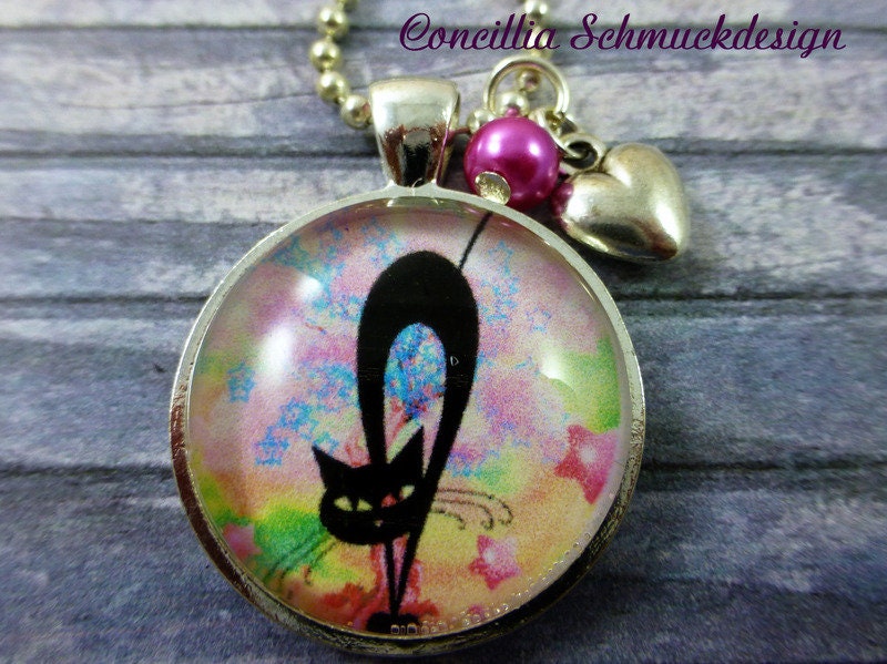 Kette Katze Schwarz Bunt von concilliadesign