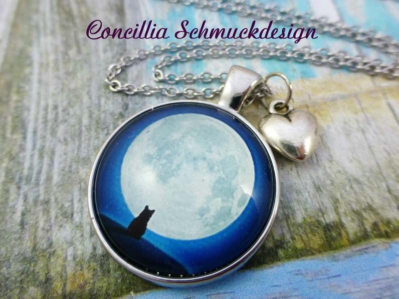 Kette Katze Vollmond Herz von concilliadesign