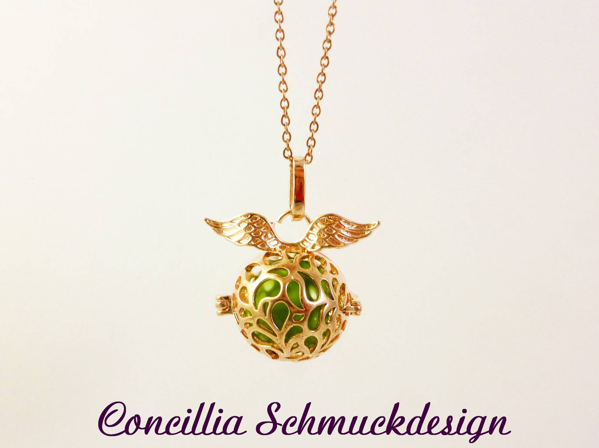Kette Klangkugel Roségold Flügel von concilliadesign