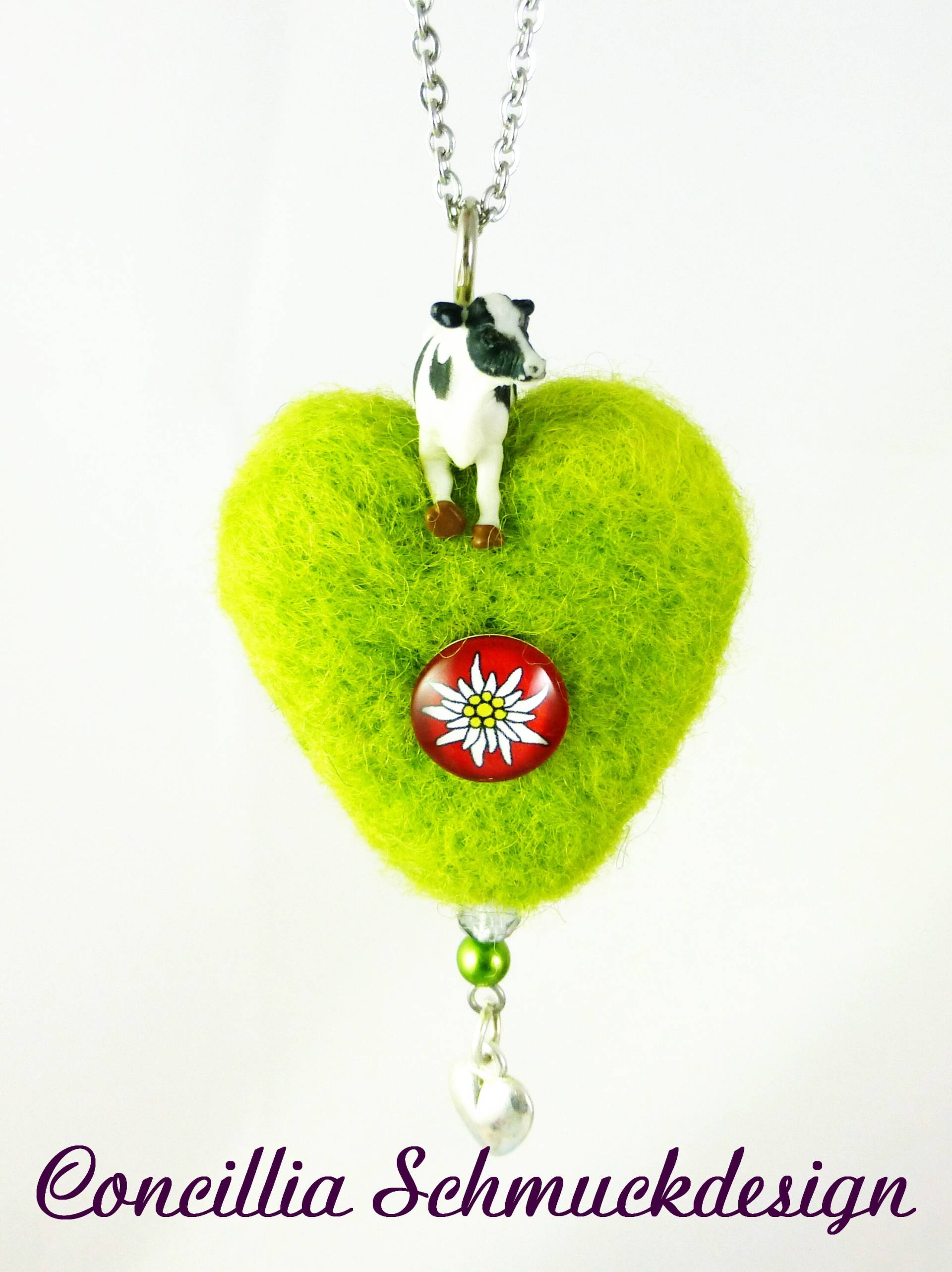 Kette Kuh Auf Filzherz von concilliadesign