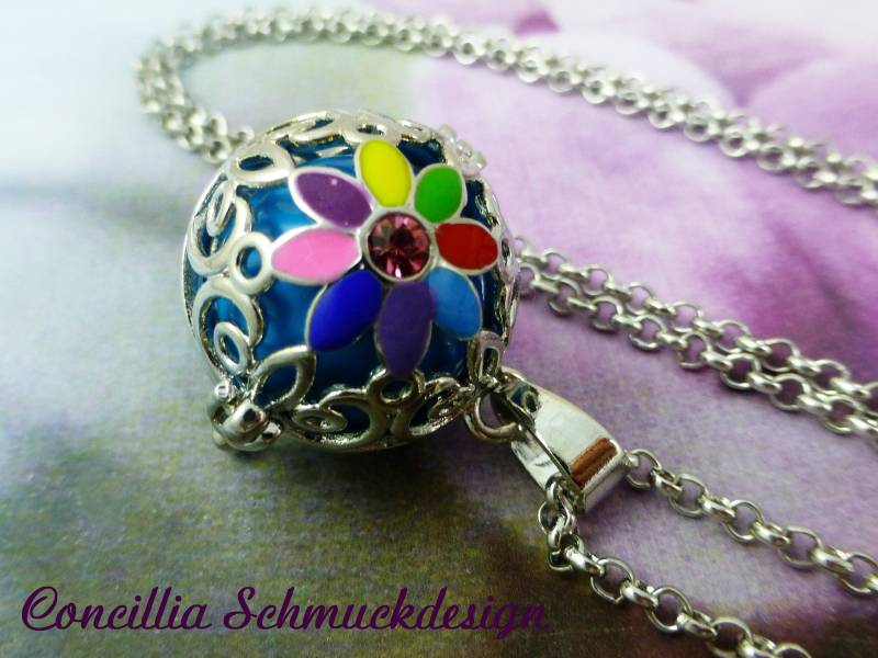 Kette Lang Klangkugel Blume Bunt von concilliadesign