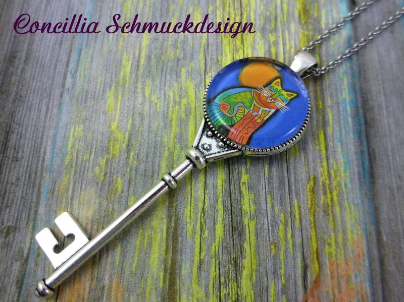 Kette Lang Schlüssel Katze Edelstahl von concilliadesign